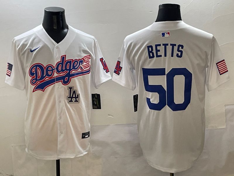 Men Los Angeles Dodgers #50 Betts White Second generation Joint Name Nike 2025 MLB Jersey style 10->los angeles dodgers->MLB Jersey